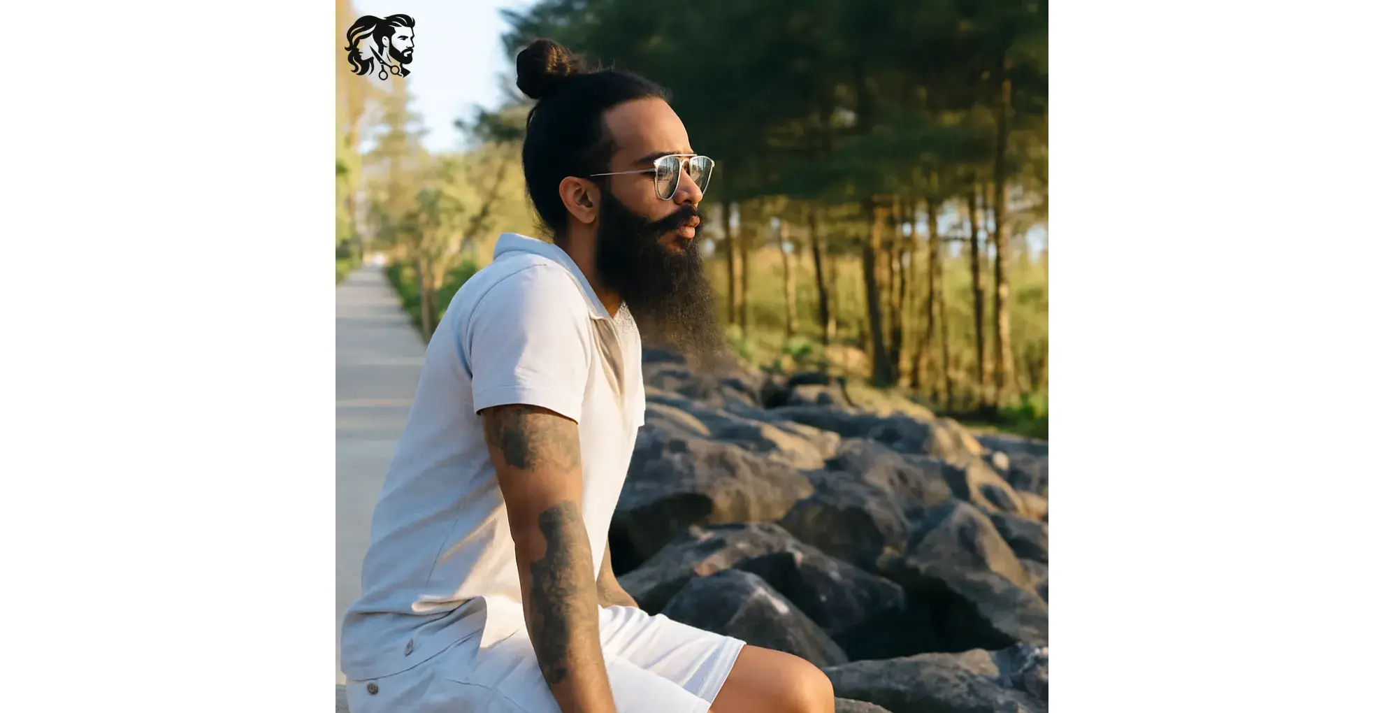 Beard and Ponytail Haircut