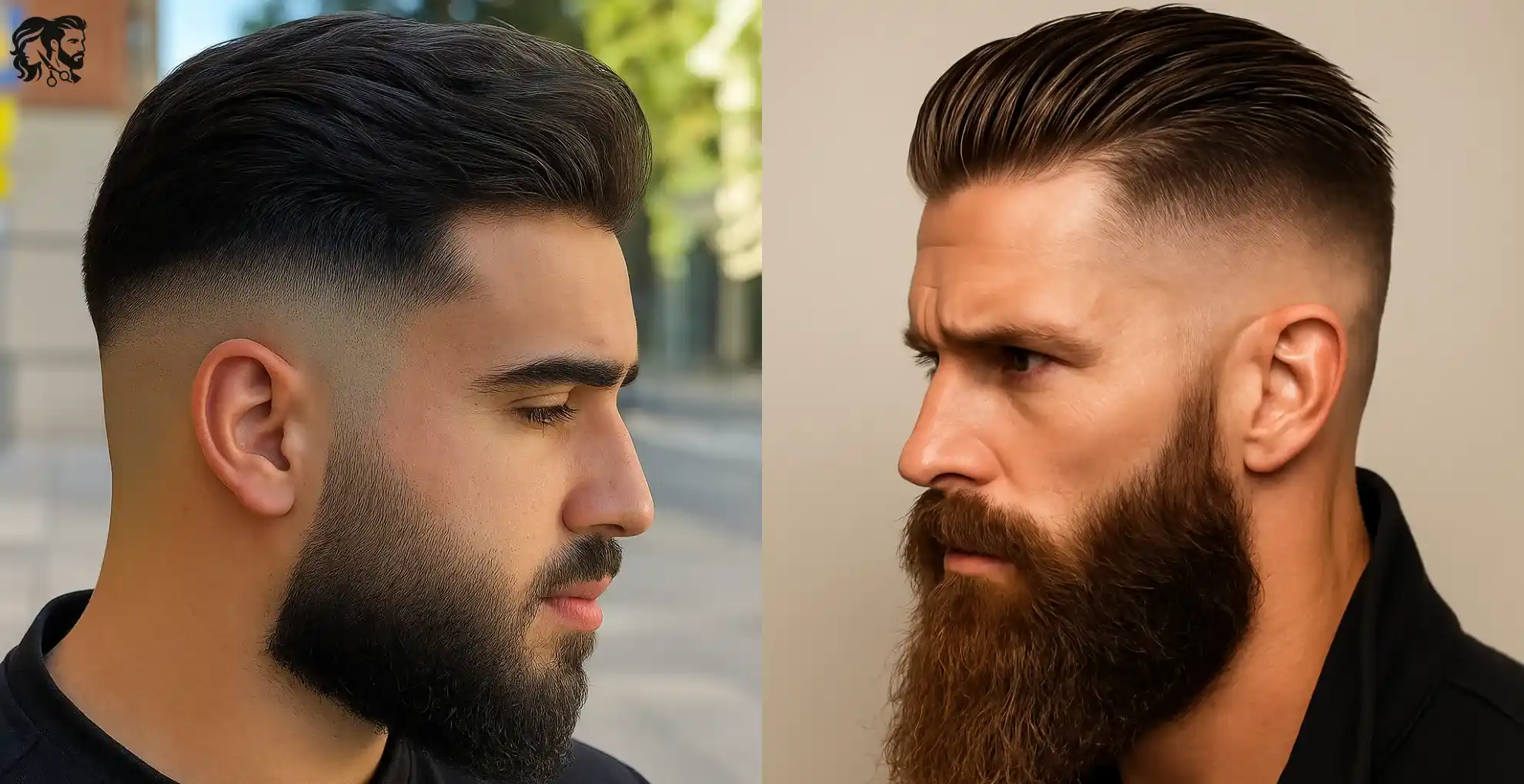 Brush Back with Mid Skin Fade and a Beard