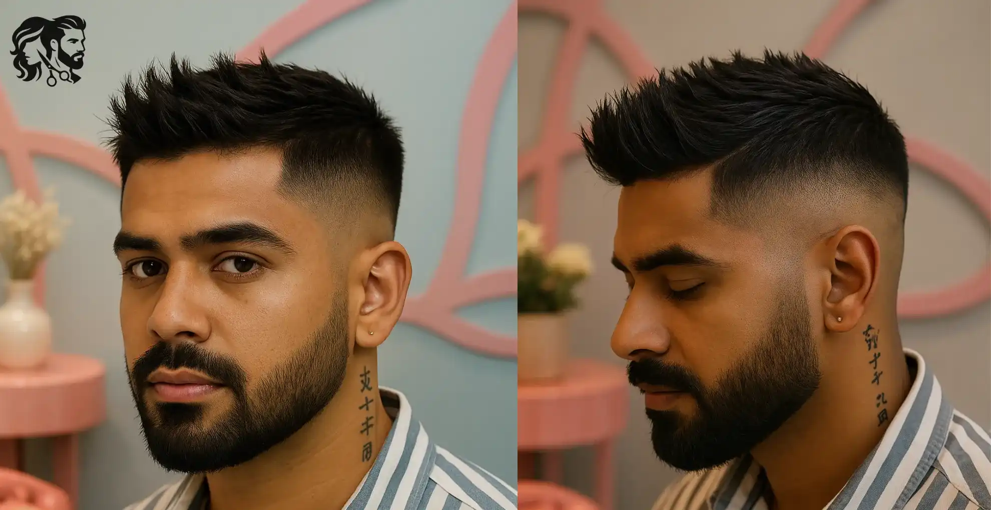 Cool Hard Side Part Fade with Spiky Fringe