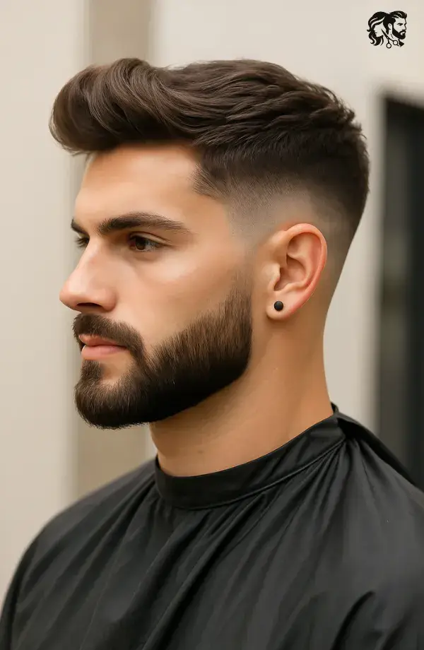 Brushed Back Wavy Crew Cut Style