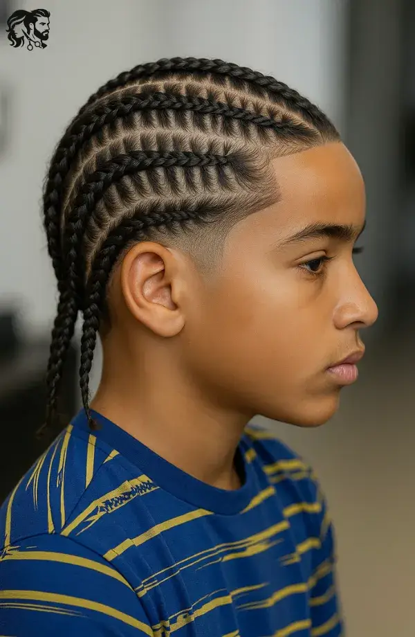 Cornrows Fishtail with a Fade for Boys