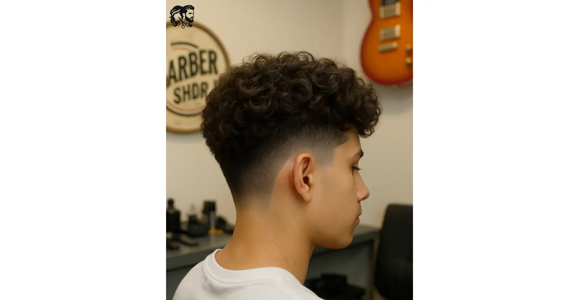 Curly Hair with Burst Fade
