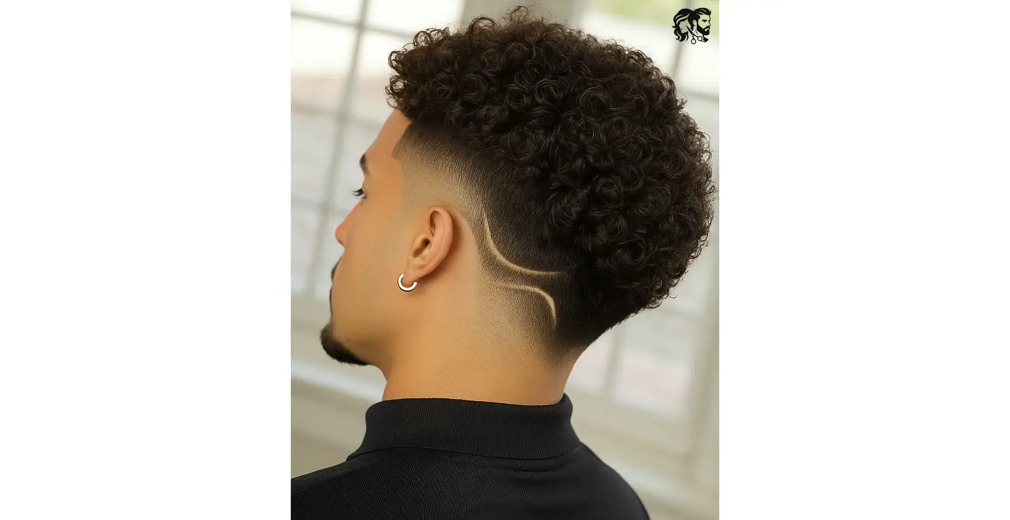 Curly High Fade With Design