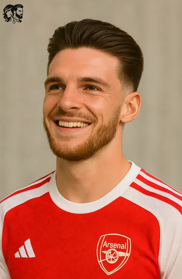 Declan Rice – Full Brush Back with Mid Taper Fade