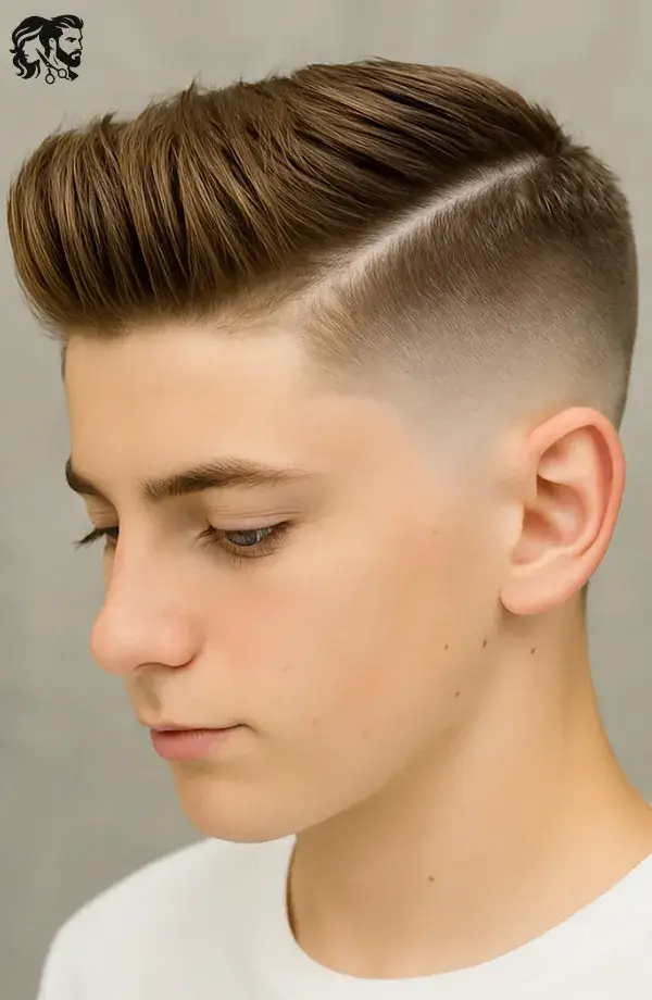 Hard Part Comb Over with Taper Fade