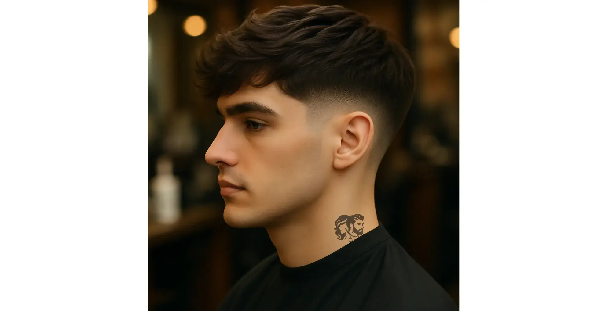 Heavy Tousled Fringe with Low Taper Fade