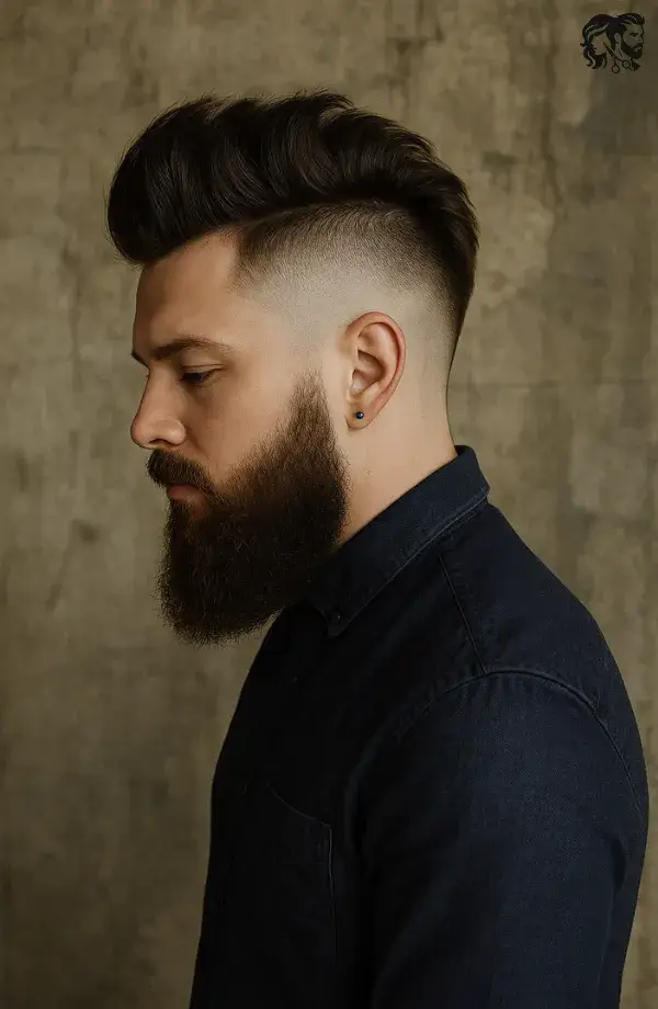 Hipster Faux Hawk With Undercut Fade and Beard