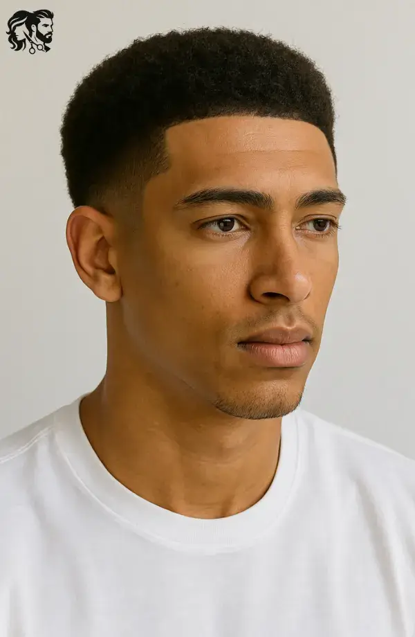 Jude Bellingham – Short Afro Taper Fade with Line Up