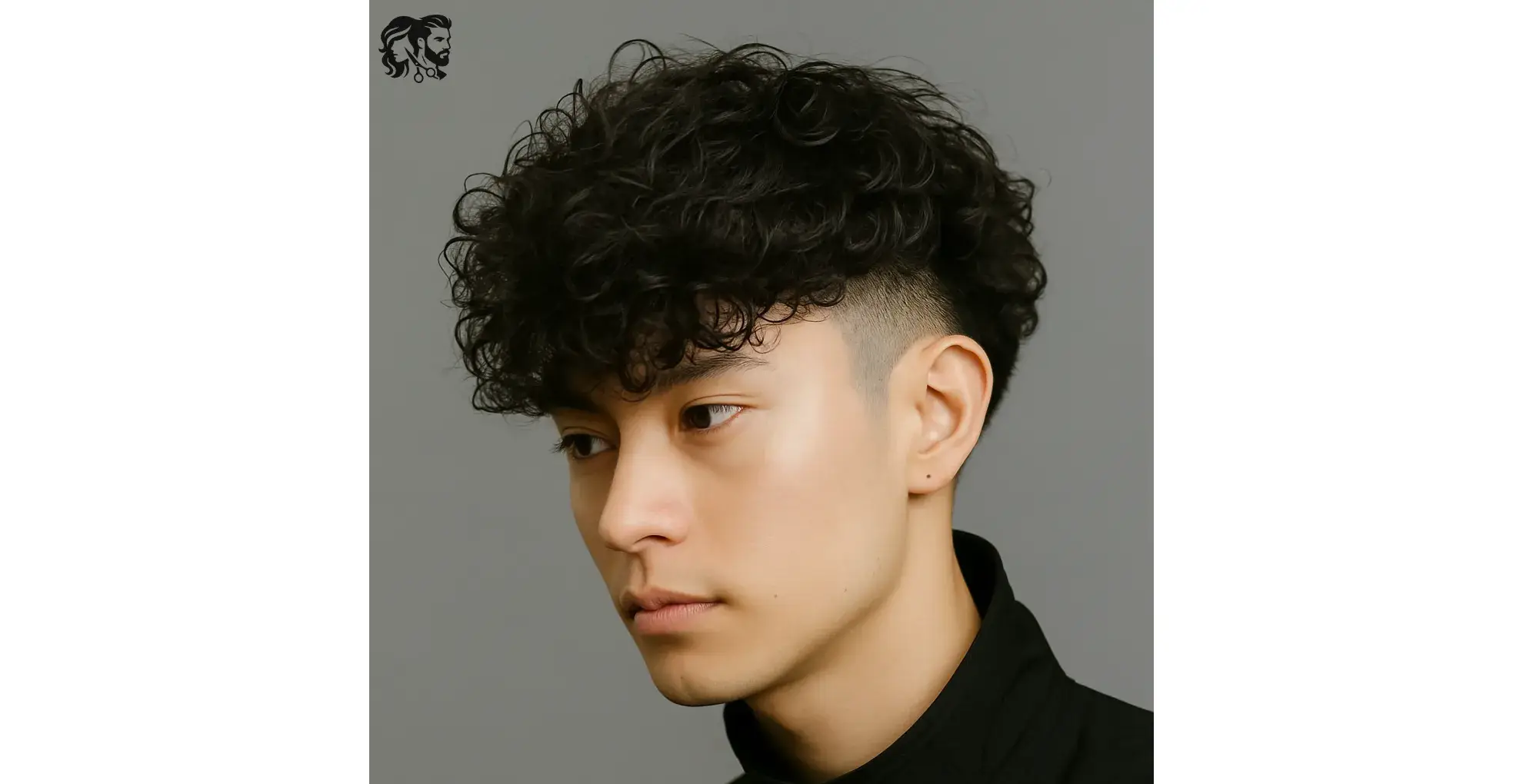 Messy Curly Hair with Taper Fade