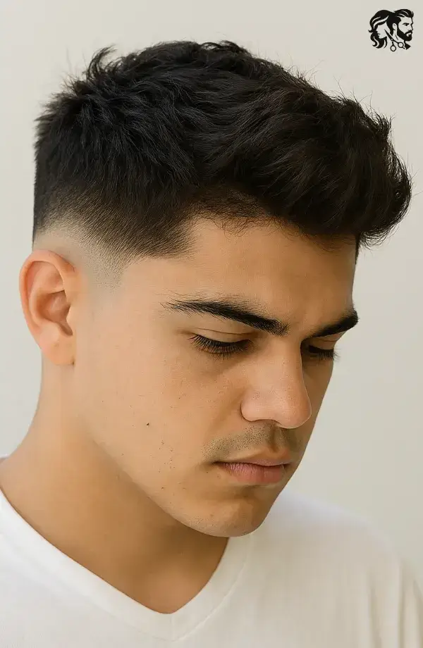  Modern Quiff with Mid-Low Skin Fade for Boys