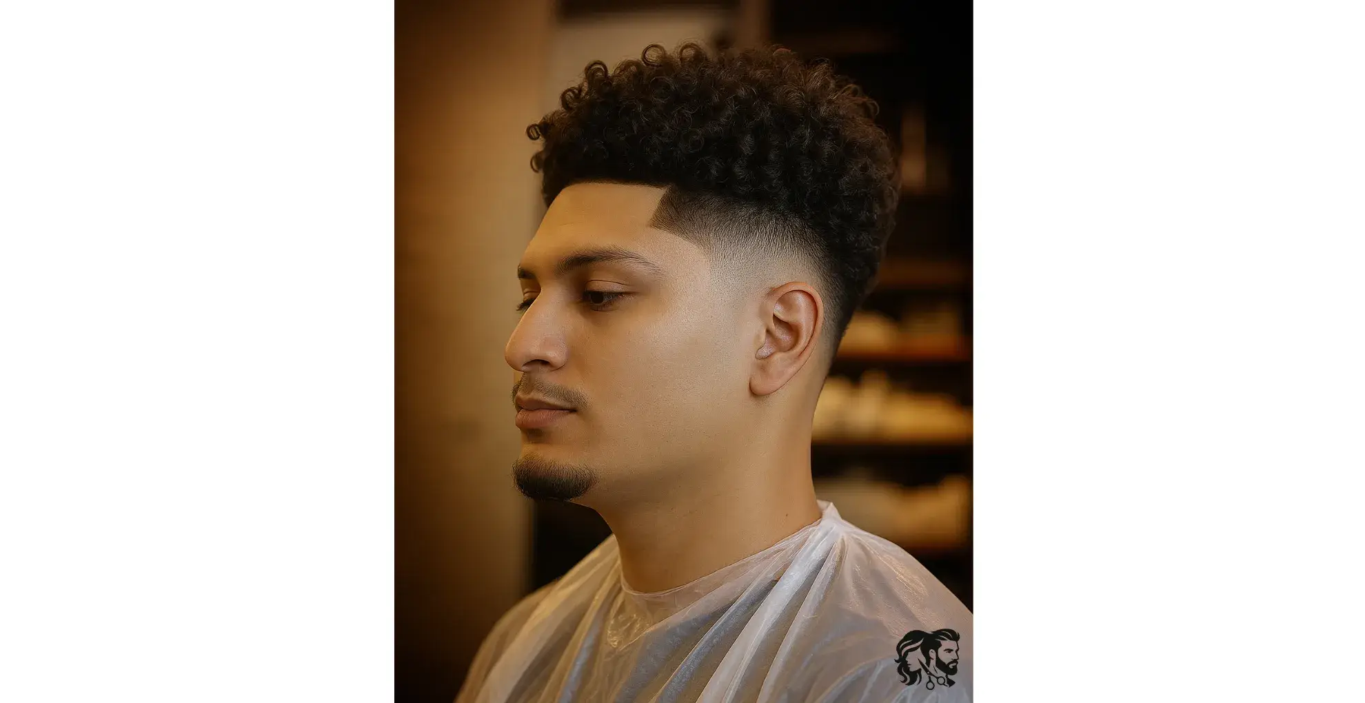 Short Afro Curls With Low Skin Fade