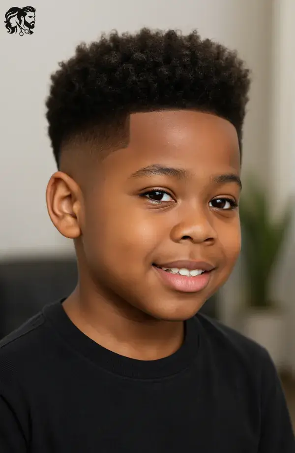 Short Afro with Precision Lines for Boys