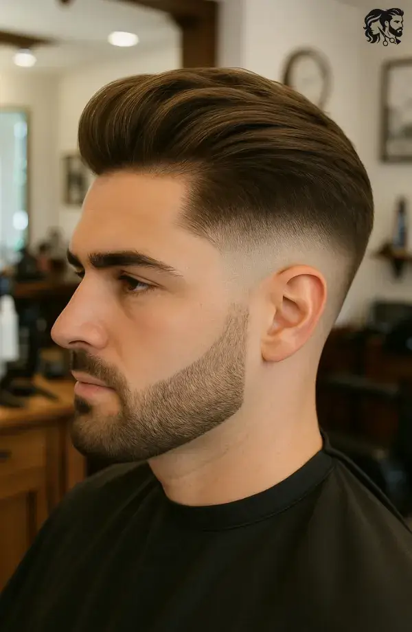 Textured Pompadour With Undercut Drop Fade