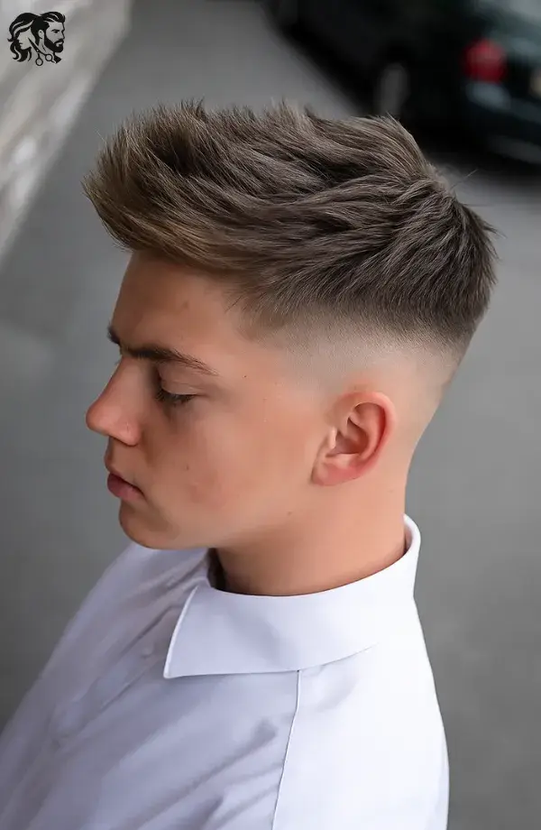 Textured Short Spiky Hair with Mid Skin Fade for boys