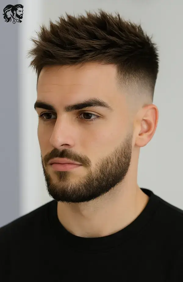 Textured Short Spiky Hair with Mid Skin Fade