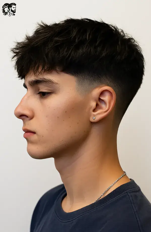 Thick, Messy Crop With Low Taper Fade
