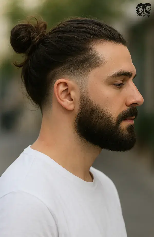 Trendy Man Bun With Low Temp Fade Undercut