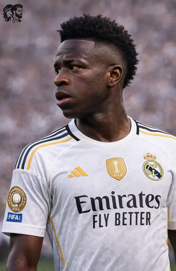 Vinicius Jr. – Kinky Afro Curls with High Skin Fade