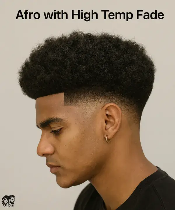 Afro with High Temp FadeAfro with High Temp Fade