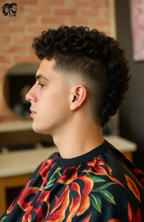 Curly Burst Fade Mohawk