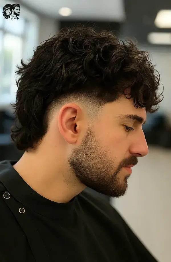 Short Fluffy Hair with Blunt Fringe and Burst Faded Sides