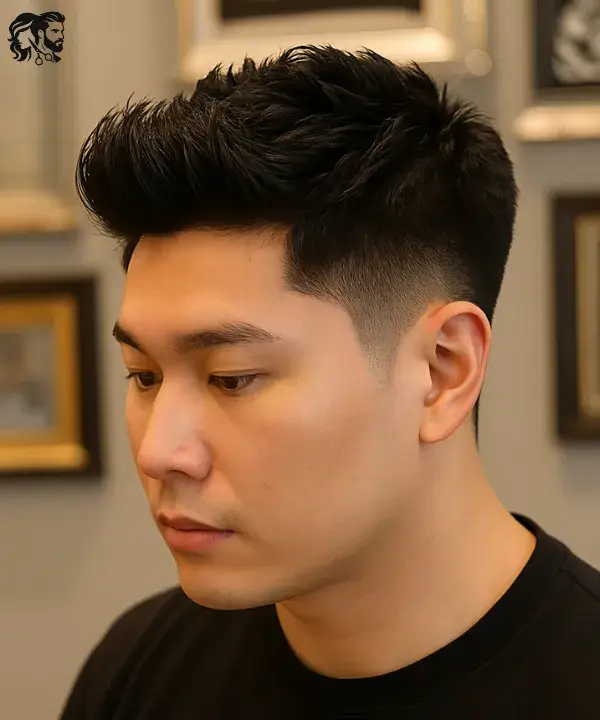 Thick Brush Back with Low Taper Fade